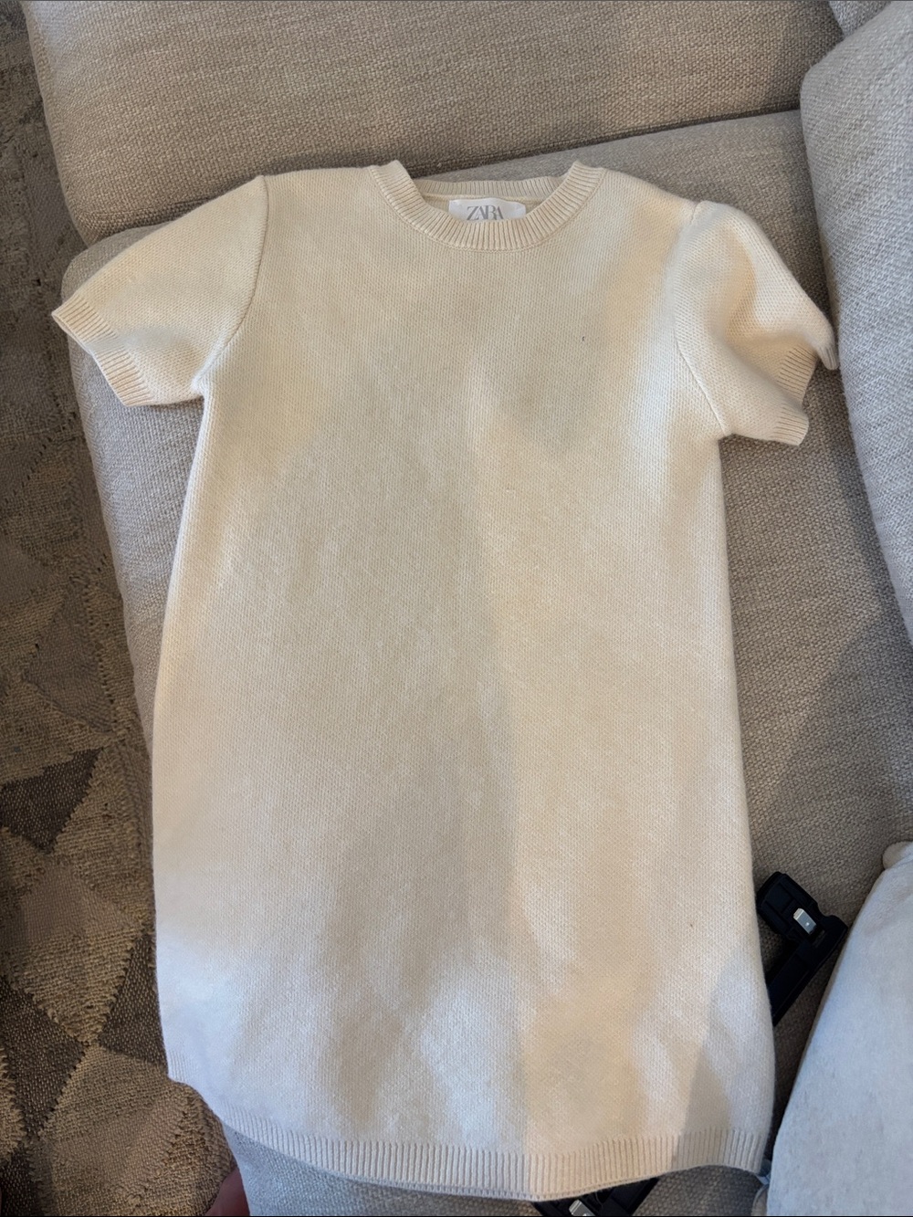 Zara Cream Short Sleeve Knit Dress for Kids